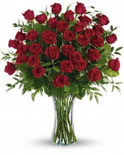 <div class="m-pdp-tabs-description">
<div id="mark-1" class="m-pdp-tabs-marketing-description">
One, two, three! Three dozen spectacularly gorgeous red roses delivered in a dazzling flared glass vase - positive proof that love is a many-splendored thing. Imagine her loving this amazing bouquet day after day. Hero-worshipping time.
</div>
</div>
This impressive bouquet includes 36 red roses accented with assorted greenery. Delivered in a flared glass vase.
<hr />